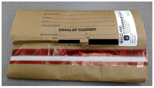 Evidence bag at ISP